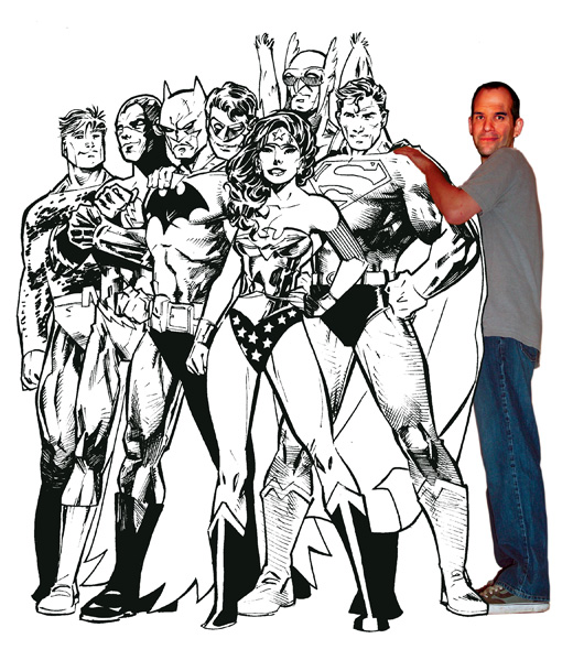 Judd Winick, DC Comics Editor-in-Chief, with the JLA by Jim Lee