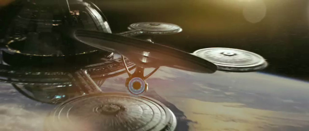Enterprise leaving a space station