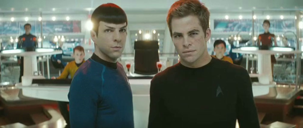 Spock and Kirk on the bridge
