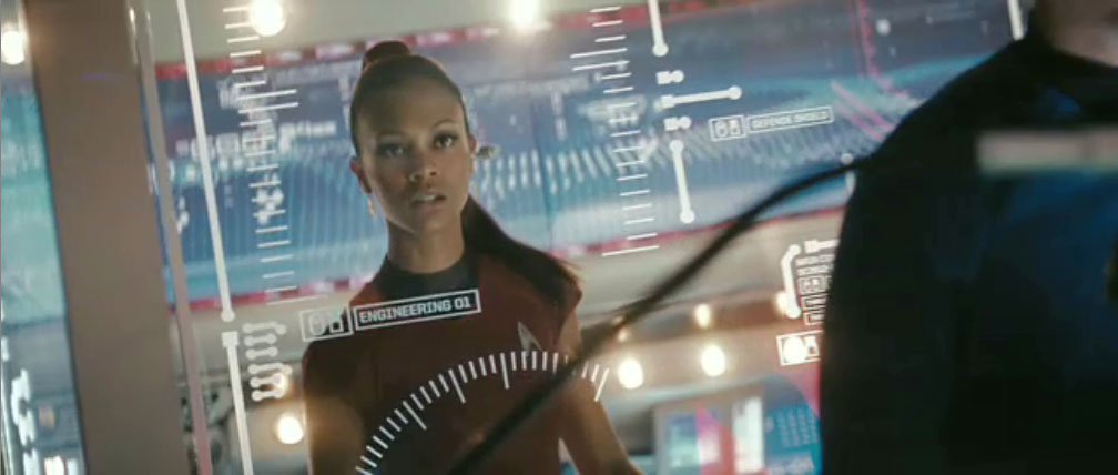 Uhura on the Enterprise bridge